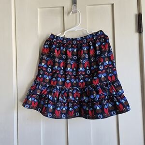 Hanna Andersson Blue, Red, Brown Corduroy Floral Skirt With Ruffle